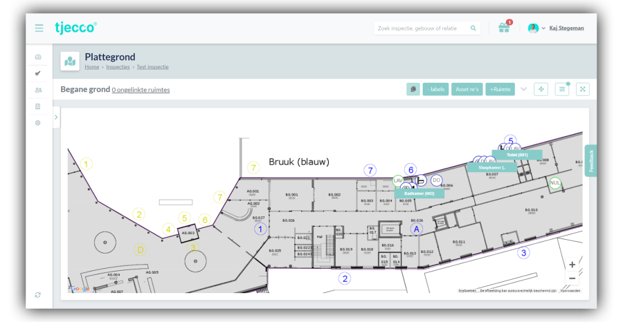 Inspect plattegrond schreenshot met schaduw